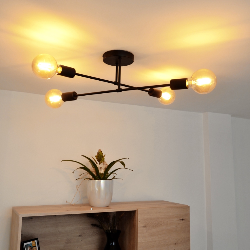 LED Surface-mounted chandelier CAMBRIDGE 4xE27/8W/230V black