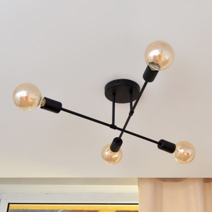 LED Surface-mounted chandelier CAMBRIDGE 4xE27/8W/230V black