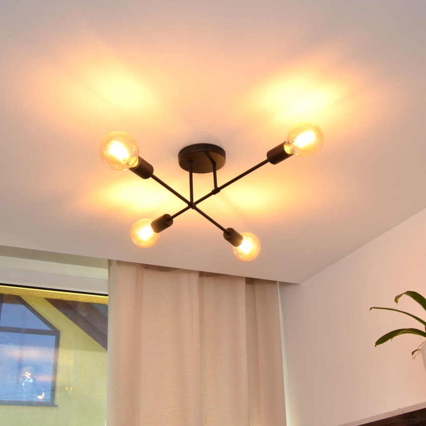 LED Surface-mounted chandelier CAMBRIDGE 4xE27/8W/230V black