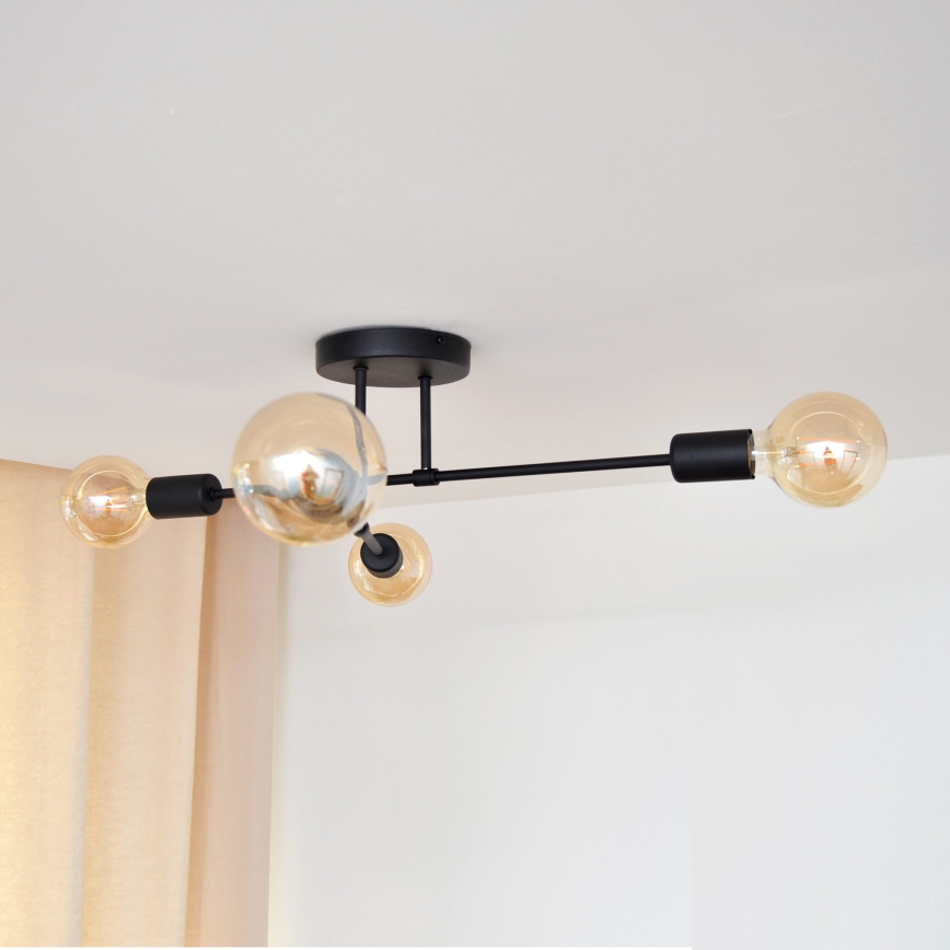 LED Surface-mounted chandelier CAMBRIDGE 4xE27/8W/230V black