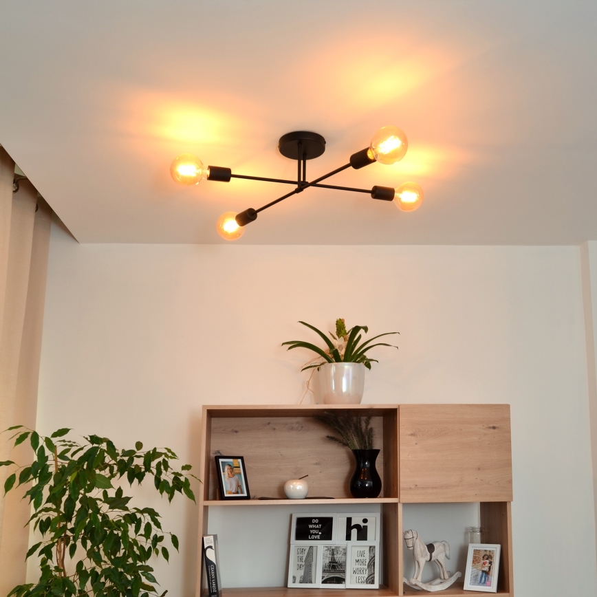 LED Surface-mounted chandelier CAMBRIDGE 4xE27/8W/230V black