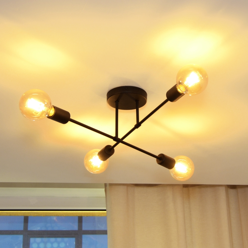 LED Surface-mounted chandelier CAMBRIDGE 4xE27/8W/230V black