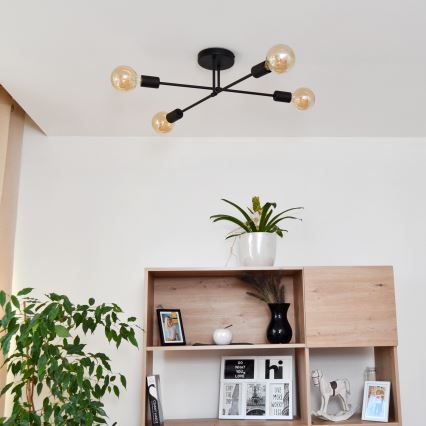 LED Surface-mounted chandelier CAMBRIDGE 4xE27/8W/230V black
