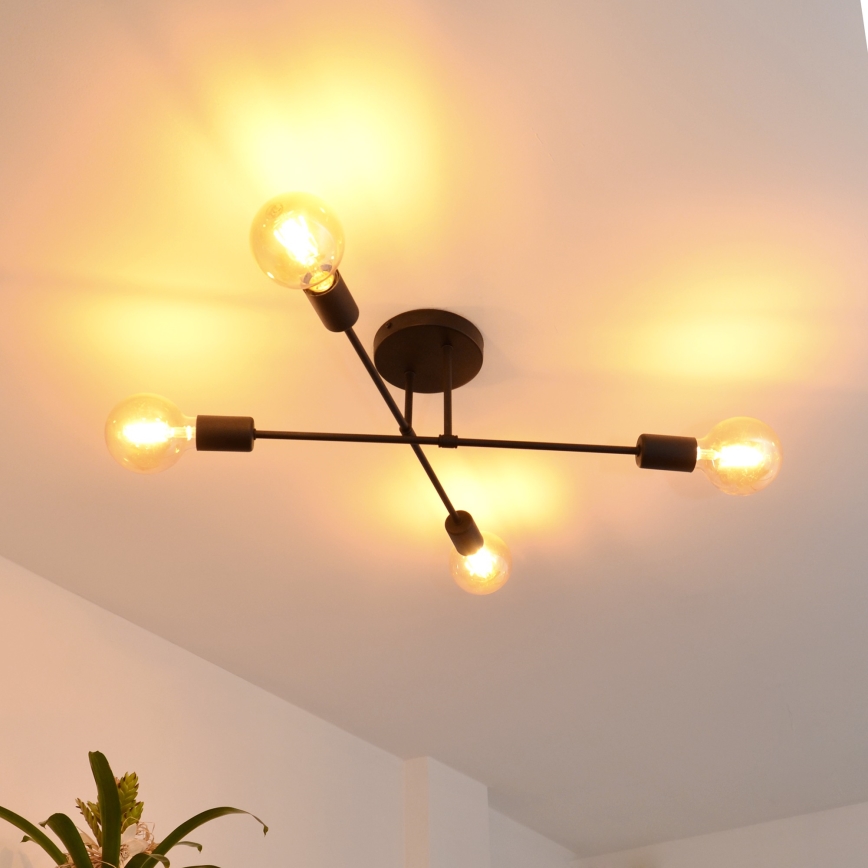 LED Surface-mounted chandelier CAMBRIDGE 4xE27/8W/230V black