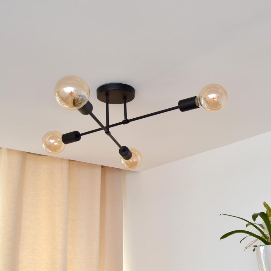LED Surface-mounted chandelier CAMBRIDGE 4xE27/8W/230V black