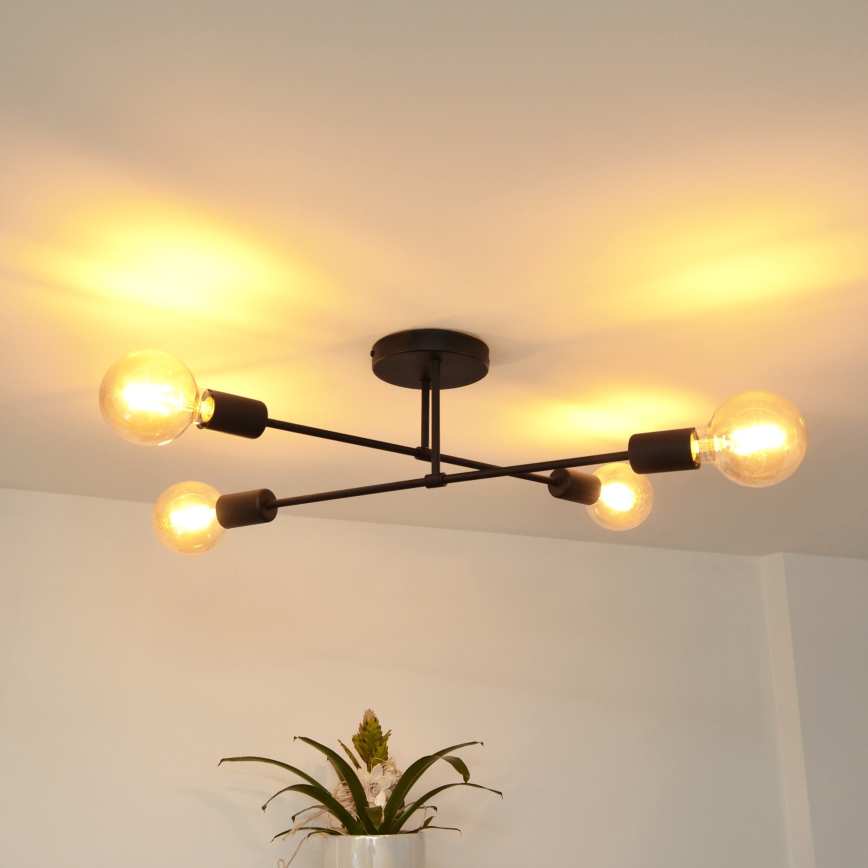 LED Surface-mounted chandelier CAMBRIDGE 4xE27/8W/230V black