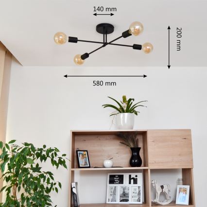 LED Surface-mounted chandelier CAMBRIDGE 4xE27/8W/230V black
