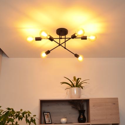 LED Surface-mounted chandelier CAMBRIDGE 6xE27/8W/230V black