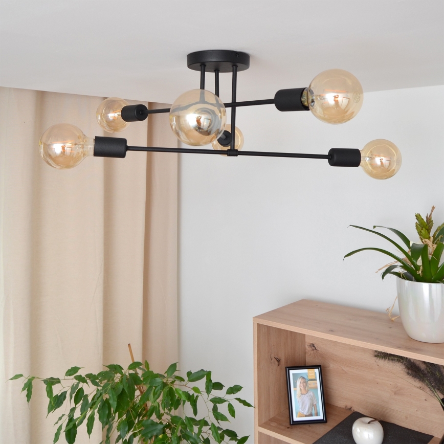 LED Surface-mounted chandelier CAMBRIDGE 6xE27/8W/230V black