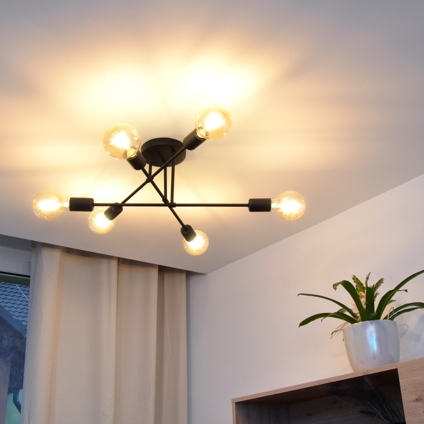 LED Surface-mounted chandelier CAMBRIDGE 6xE27/8W/230V black