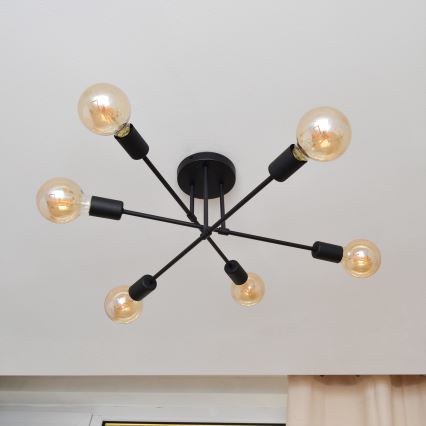 LED Surface-mounted chandelier CAMBRIDGE 6xE27/8W/230V black