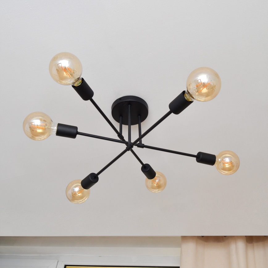 LED Surface-mounted chandelier CAMBRIDGE 6xE27/8W/230V black