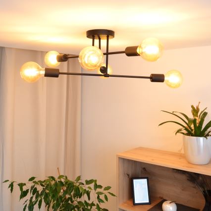 LED Surface-mounted chandelier CAMBRIDGE 6xE27/8W/230V black