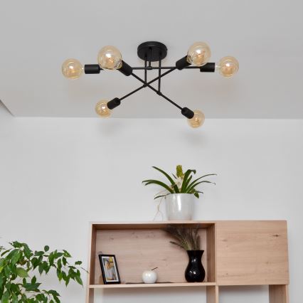 LED Surface-mounted chandelier CAMBRIDGE 6xE27/8W/230V black