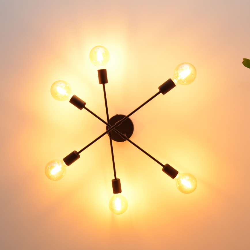LED Surface-mounted chandelier CAMBRIDGE 6xE27/8W/230V black