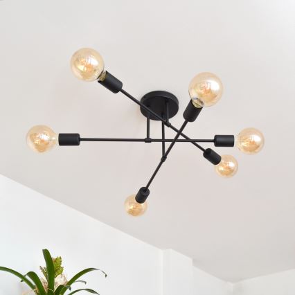 LED Surface-mounted chandelier CAMBRIDGE 6xE27/8W/230V black