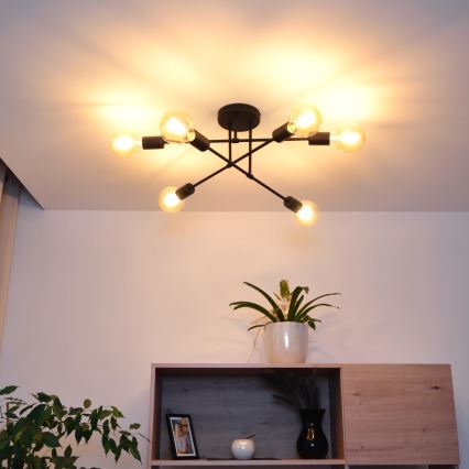 LED Surface-mounted chandelier CAMBRIDGE 6xE27/8W/230V black