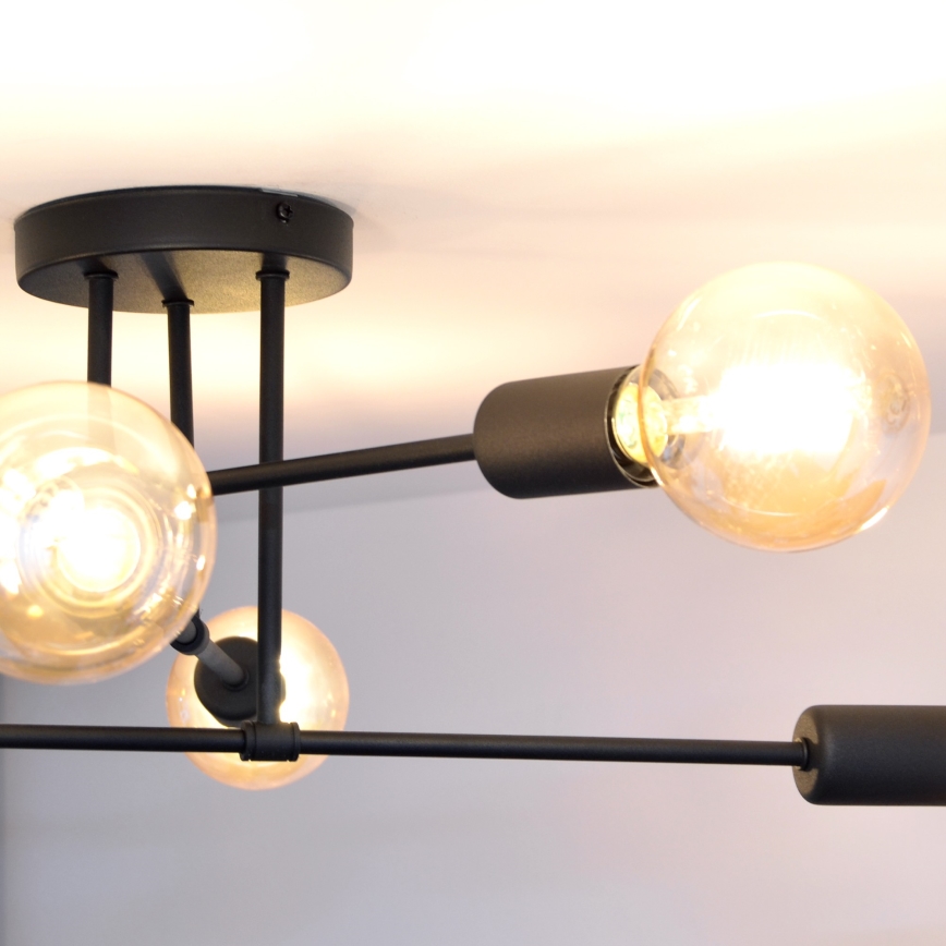 LED Surface-mounted chandelier CAMBRIDGE 6xE27/8W/230V black
