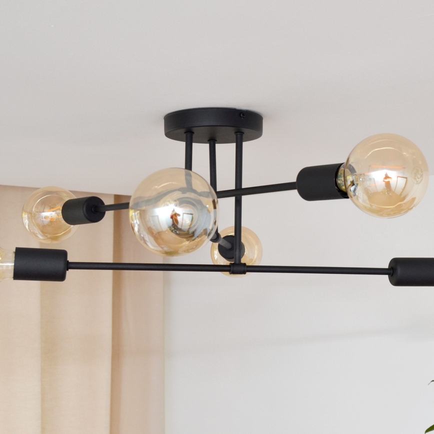 LED Surface-mounted chandelier CAMBRIDGE 6xE27/8W/230V black