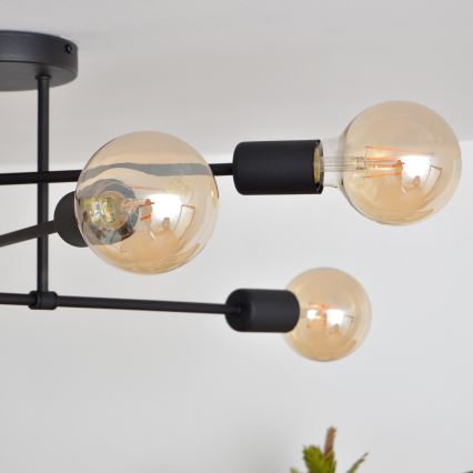 LED Surface-mounted chandelier CAMBRIDGE 6xE27/8W/230V black