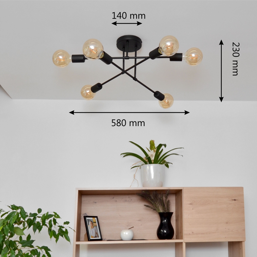 LED Surface-mounted chandelier CAMBRIDGE 6xE27/8W/230V black