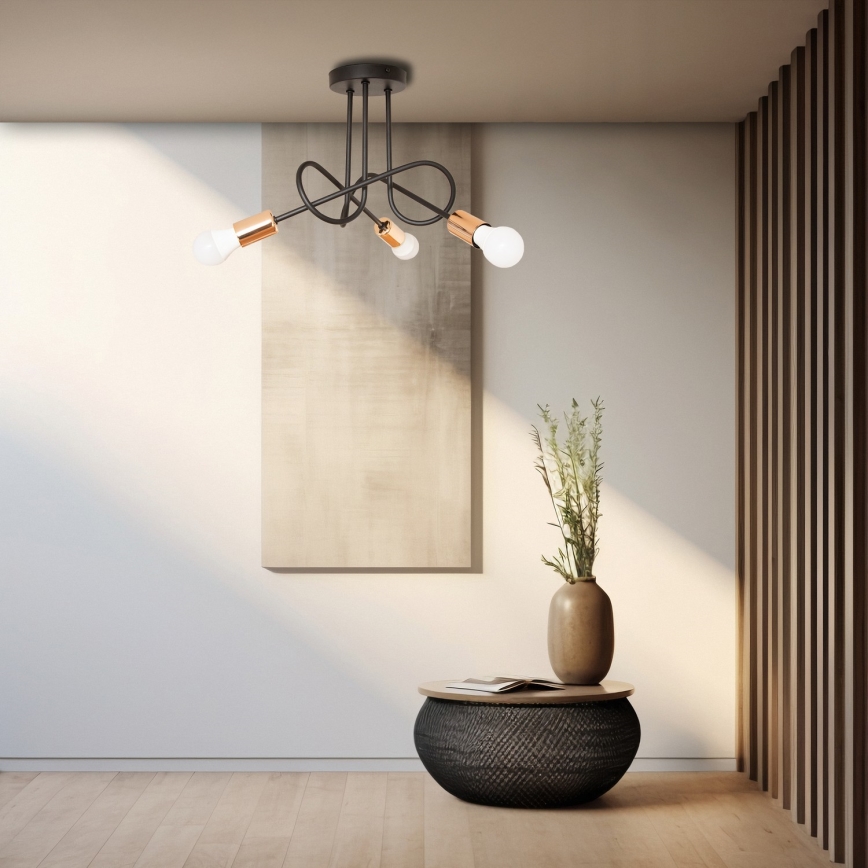 LED Surface-Mounted Chandelier OXFORD 3xE27/15W/230V Black