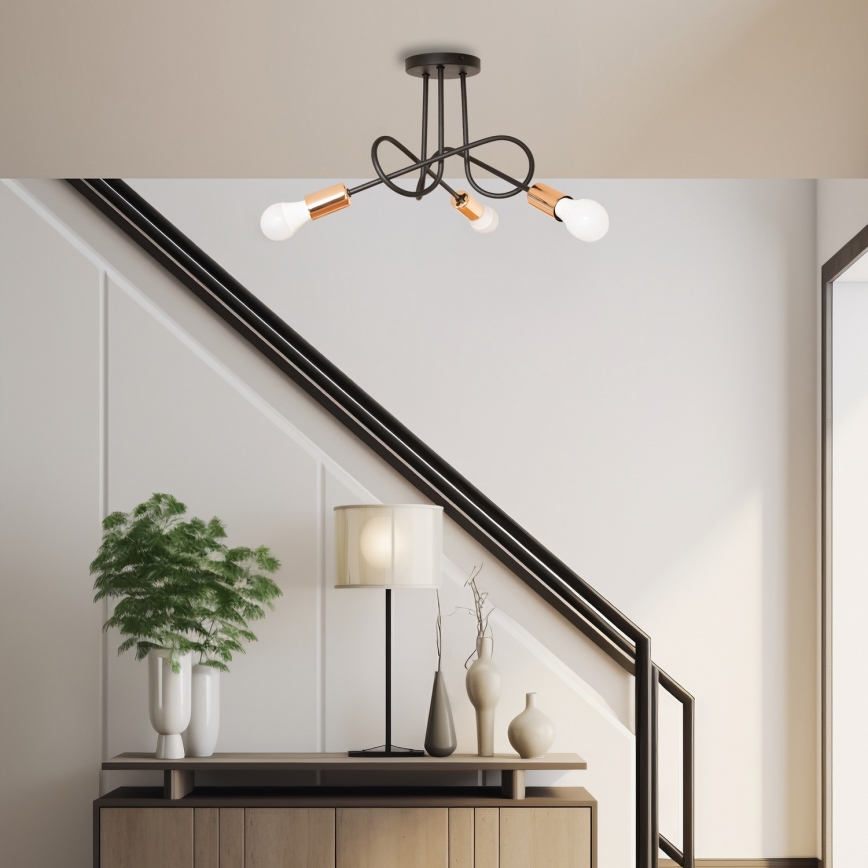 LED Surface-Mounted Chandelier OXFORD 3xE27/15W/230V Black