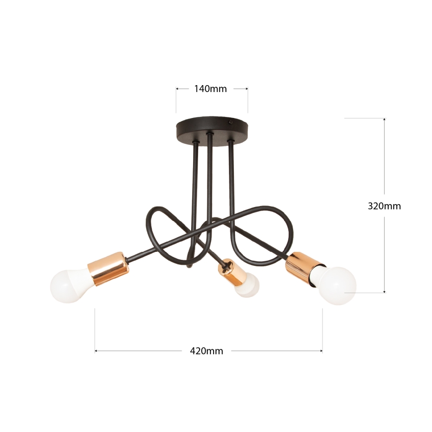 LED Surface-Mounted Chandelier OXFORD 3xE27/15W/230V Black