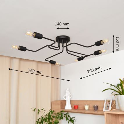 LED Surface-mounted chandelier TUBE 6xE27/15W/230V