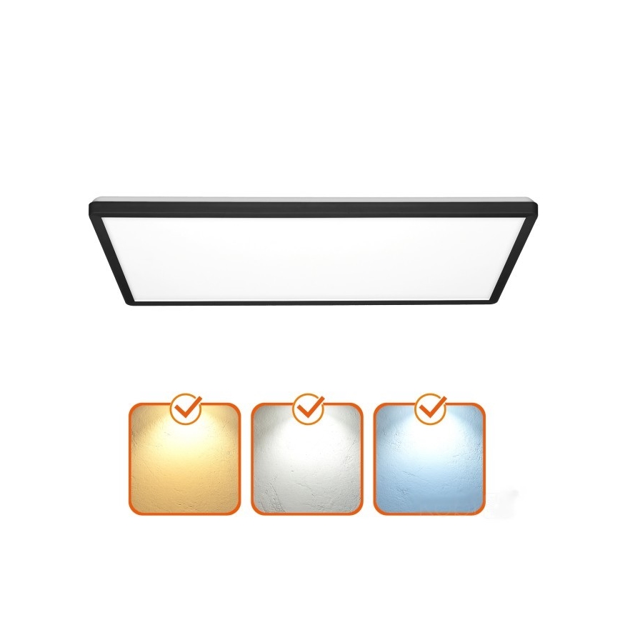 LED Surface-mounted panel NIVERA LED/32W/230V IP54 3000/4000/6000K 29,5x59,5 cm black