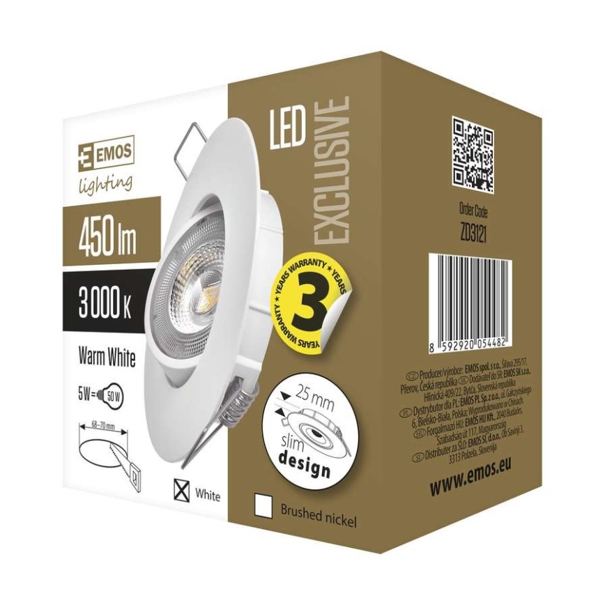 LED suspended ceiling light EXCLUSIVE 1xLED/5W/230V 3000 K white