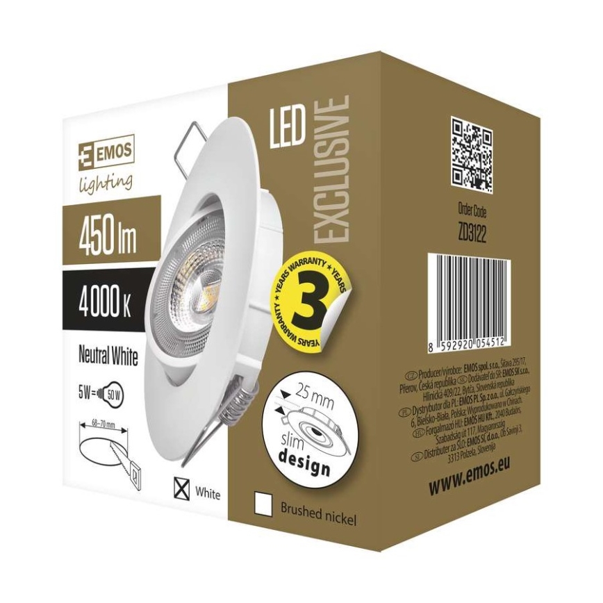 LED suspended ceiling light LED/5W/230V 4000 K white