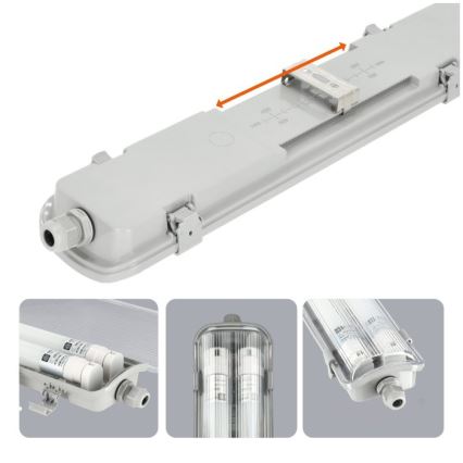 LED T8 Industrial Fluorescent Luminaire 2xG13/18W/230V 6500K IP65 127 cm