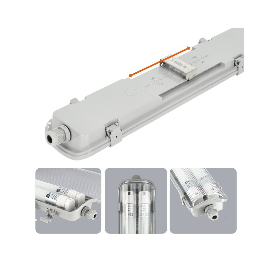 LED T8 Industrial Fluorescent Luminaire 2xG13/18W/230V 6500K IP65 127 cm