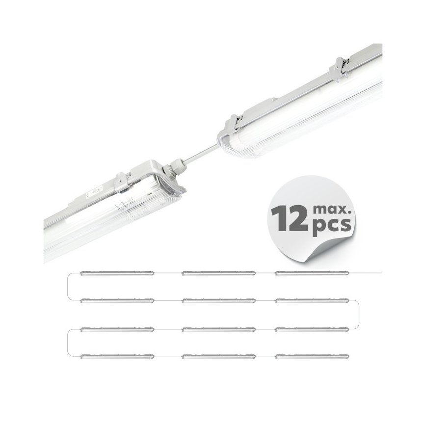 LED T8 Technical Luminaire 2xG13 / 18W / 230V / 4000K (Neutral White) / IP65 / 127 cm