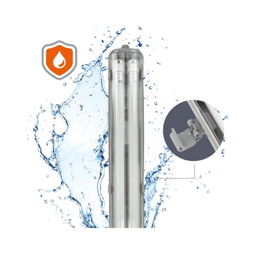 LED T8 Technical Luminaire 2xG13 / 18W / 230V / 4000K (Neutral White) / IP65 / 127 cm