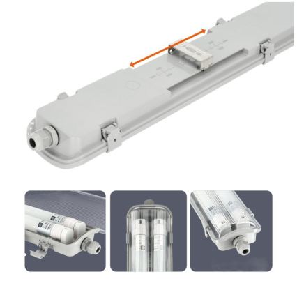 LED T8 Technical Luminaire 2xG13 / 18W / 230V / 4000K (Neutral White) / IP65 / 127 cm