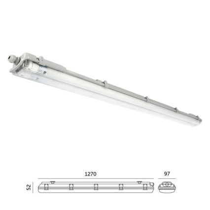 LED T8 Technical Strip Light, 2x G13, 18W, 230V, 5000K, IP65, 127 cm