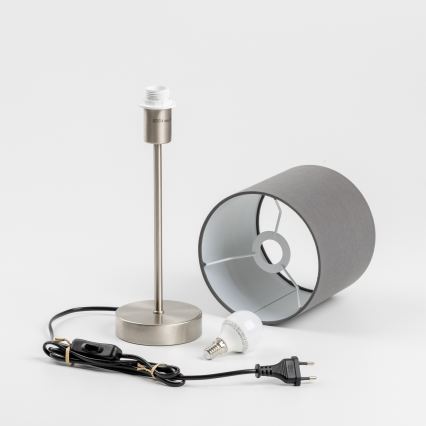 LED Table Lamp 1x E14 (5W, 230V) — Grey / Matte Chrome