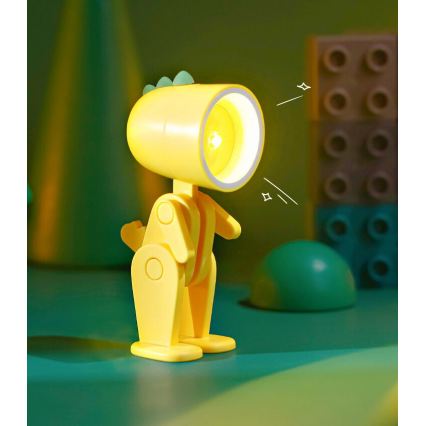 LED Table Lamp LED/0.06W/3xLR41 Dinosaur Yellow