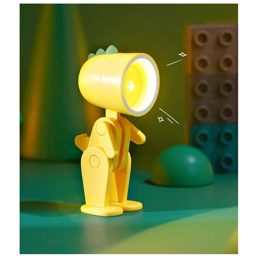 LED Table Lamp LED/0.06W/3xLR41 Dinosaur Yellow