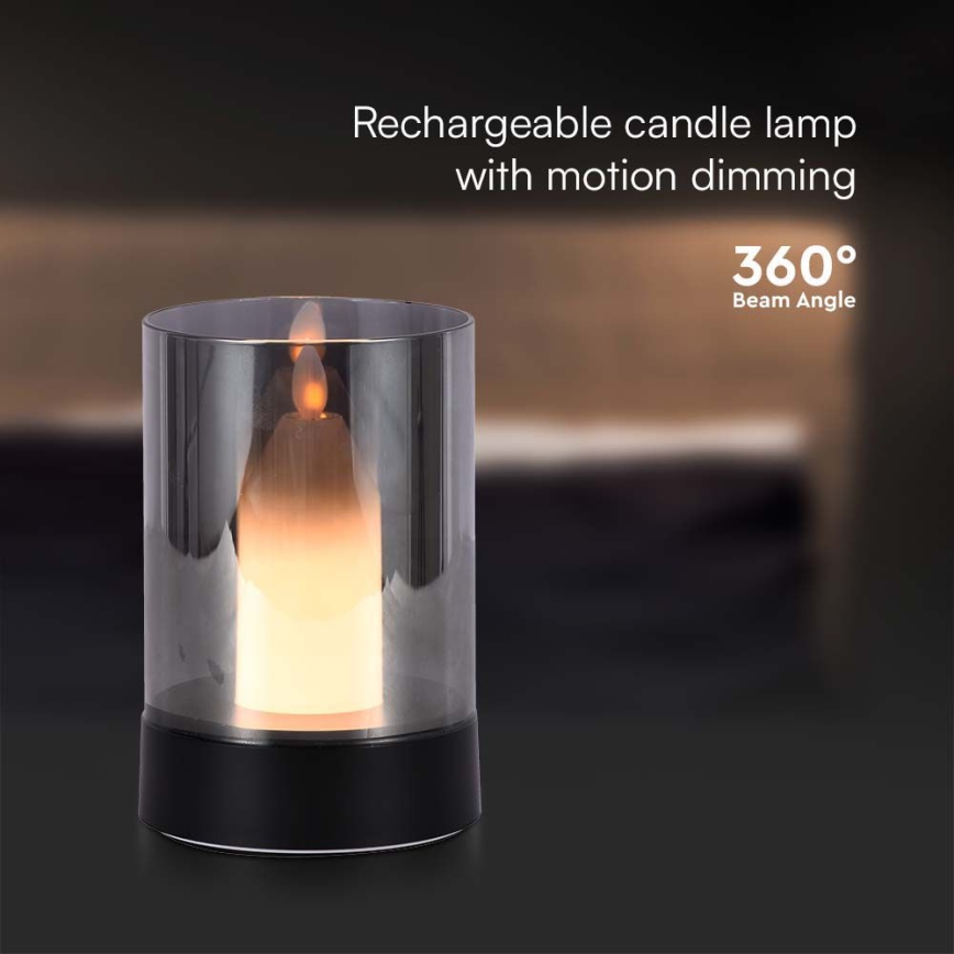 LED Dimmable table rechargeable lamp LED/2W/5V 3000K 2400 mAh black