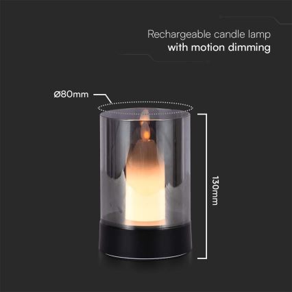 LED Dimmable table rechargeable lamp LED/2W/5V 3000K 2400 mAh black