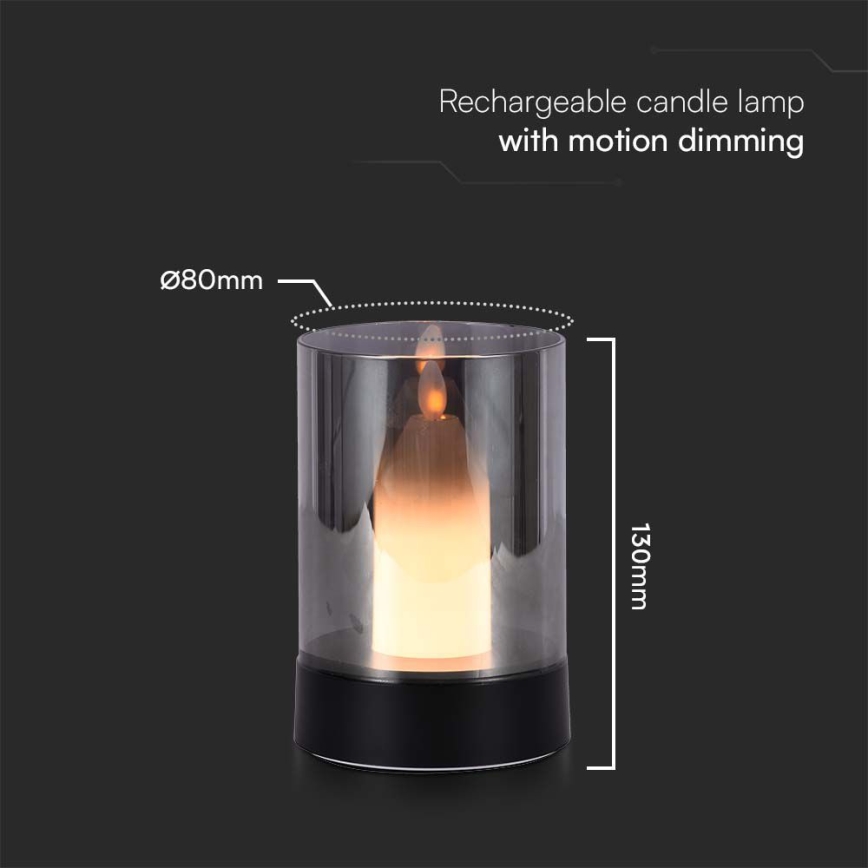 LED Dimmable table rechargeable lamp LED/2W/5V 3000K 2400 mAh black