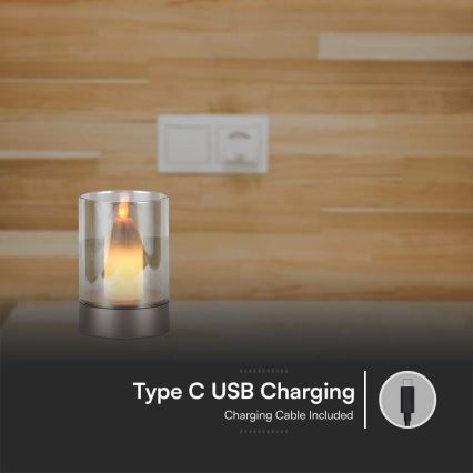 LED Dimmable table rechargeable lamp LED/2W/5V 3000K 2400 mAh copper