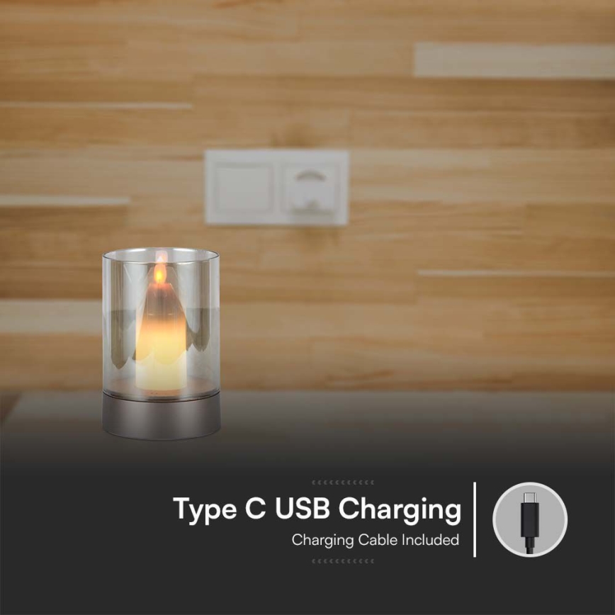 LED Dimmable table rechargeable lamp LED/2W/5V 3000K 2400 mAh copper