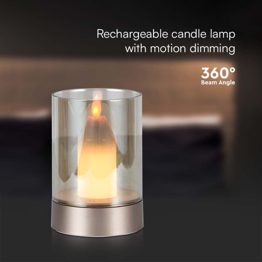 LED Dimmable table rechargeable lamp LED/2W/5V 3000K 2400 mAh copper