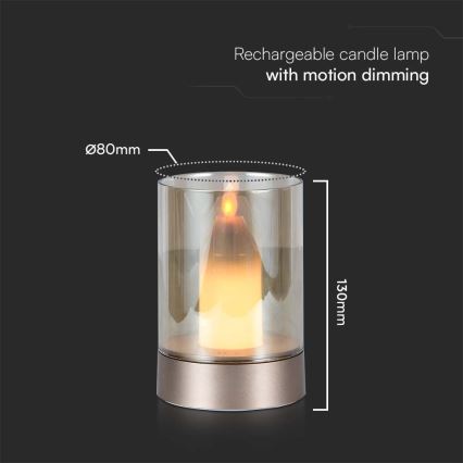 LED Dimmable table rechargeable lamp LED/2W/5V 3000K 2400 mAh copper