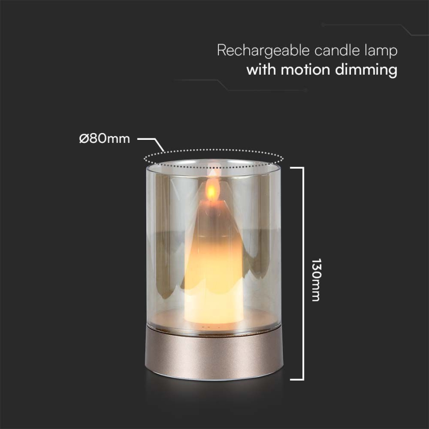LED Dimmable table rechargeable lamp LED/2W/5V 3000K 2400 mAh copper