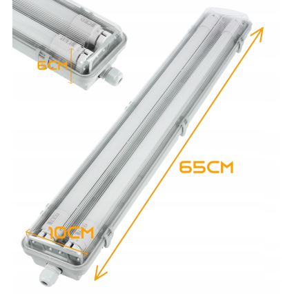 LED Technical T8 Batten Light 2xG13 / 10W / 230V / 6000K / 60 cm / IP65 / White